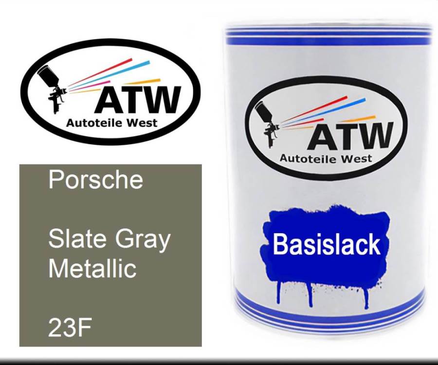 Porsche, Slate Gray Metallic, 23F: 500ml Lackdose, von ATW Autoteile West.